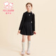 Fuluomi children's long-sleeved bottoming shirt for spring and autumn girls, comfortable and skin-friendly lotus leaf collar, with T-shirt inside and can be worn outside, black 110