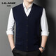 LILANZ autumn and winter men's pure wool cardigan thickened warm sweater sleeveless vest v-neck high-end daddy wool dark gray d022 thickened XL