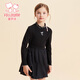 Fuluomi children's long-sleeved bottoming shirt for spring and autumn girls, comfortable and skin-friendly lotus leaf collar, with T-shirt inside and can be worn outside, black 110