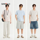 SANFU 2026 Summer Men's Solid Color Letter Short T-Shirt Urban Fashion Heavy Loose Top 522281 Light Pink M