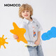 Mami Maca (MOMOCO) children's shirt summer boys' short-sleeved fashionable versatile shirt striped blue 140