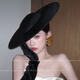 Black top hat French large brim black top hat for women 2026 new Hepburn style face-showing small hat light luxury round black top hat one size