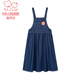 Fuluo Mi Girls Dress Summer New Fashionable and Western-style Loose Casual Denim Suspender Skirt for Big Girls Blue 160