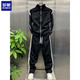 ROMON spring new casual suit men's straight floor-length mopping pants running sports two-piece loose sweatshirt and sweatpants complete set blue top single piece 4XL 170-185Jin Jin equals 0.5 kg