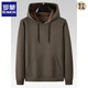 ROMON high-end modal cotton hooded pullover long-sleeved sweatshirt for men in spring and autumn, simple, casual, fashionable, handsome, plus size, black (black lining) 7XL suitable for 280-300Jin Jin equals 0.5 kg