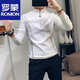 ROMON Korean style slim-fitting sweatshirt men's long-sleeved long-sleeved t-shirt men's casual stand-up collar zipper solid color underwear lining black M suitable for wear within 120Jin Jin equals 0.5kg