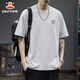 Big Mouth Monkey (paul frank) T-shirt men's summer pure cotton heavyweight short-sleeved men's loose casual inner layering shirt trendy men's hemp gray L