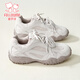 Fuluomi Spring and Autumn Girls Sweet Bow Casual Shoes Campus Versatile Moral Training Shoes Beige 35