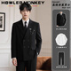 Sound Monkey Suit Jacket Men's Wedding Engagement Dress Gentleman's Fashion Business Double-Breasted Suit Set Men's Casual Suit Black Suit + White Shirt + Black Trousers Free Tie XL