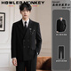 Sound Monkey Suit Jacket Men's Wedding Engagement Dress Gentleman's Fashion Business Double-Breasted Suit Set Men's Casual Suit Black Suit + White Shirt + Black Trousers Free Tie XL