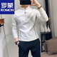 ROMON Korean style slim-fitting sweatshirt men's long-sleeved long-sleeved t-shirt men's casual stand-up collar zipper solid color underwear lining black M suitable for wear within 120Jin Jin equals 0.5kg