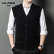 LILANZ autumn and winter men's pure wool cardigan thickened warm sweater sleeveless vest v-neck high-end daddy wool dark gray d022 thickened XL