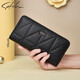 SATCHI women's bag genuine leather wallet fashion wallet brand 2025 new fashion handbag clip clutch coin wallet black [gift box packaging]