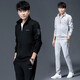 K-Boxing men's new sports suit men's spring and autumn casual sweatshirt running sportswear autumn and winter velvet thickened men's three-piece set N0689 Spring and Autumn black + long-sleeved T-shirt three-piece set M XL (175C)