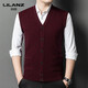 LILANZ autumn and winter men's pure wool cardigan thickened warm sweater sleeveless vest v-neck high-end daddy wool dark gray d022 thickened XL