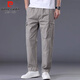 Pierre Cardin casual pants men's spring and summer pure cotton workwear straight pants men's loose wide-leg long pants men's military green XL