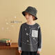 Yantaijia children's clothing children's pure cotton printed shirt spring clothes super good-looking baby tops boys long-sleeved T-shirt dark gray 130