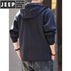 JEEP SPIRIT American heavyweight hooded sports cardigan sweatshirt for men 2026 spring and autumn new loose solid color casual jacket for men royal blue 4XL suitable for 200-220Jin Jin equals 0.5 kg