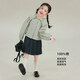 UTOUTO Big Ear Elephant Girls Hollow Lace Solid Color Shirt 2026 Spring New Baoer Pure Cotton Large Lapel Long Sleeve Top Milk Tea Apricot Spot 80