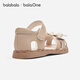 BalaOne children's shoes children's sandals girls 2026 summer new literary and national style casual shoes Khaki 50601 23 (foot length 13.8-14.2/inner length 15.1)