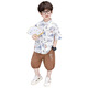Ultraman boys summer Korean style graffiti shirt set 2025 new children's short-sleeved baby denim shorts two-piece set trendy white 90 cm