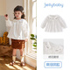 JELLYBABY pure cotton 25 autumn girls' shirt French embroidery doll collar white shirt cardigan shirt long-sleeved top off-white 100