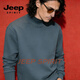 JEEP SPIRIT sweatshirt men's spring and autumn trendy brand warm German velvet sweatshirt men's fashion casual loose versatile turtleneck bottoming shirt black M weight 100-130Jin Jin is equal to 0.5 kg