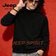 JEEP SPIRIT sweatshirt men's spring and autumn trendy brand warm German velvet sweatshirt men's fashion casual loose versatile turtleneck bottoming shirt black M weight 100-130Jin Jin is equal to 0.5 kg