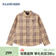 E LAND KIDS pedophile boys' shirt 26 spring new British style embroidered lapel plaid top Beige beige/35 110