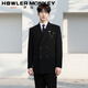 Sound Monkey Suit Jacket Men's Wedding Engagement Dress Gentleman's Fashion Business Double-Breasted Suit Set Men's Casual Suit Black Suit + White Shirt + Black Trousers Free Tie XL