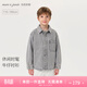 MARC&JANIE Mark Jenny casual and fashionable boys' pure cotton denim shirt children's jacket 2026 spring new style 560072 light gray black 130 (recommended height 121-130)