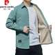Pierre Cardin men's long-sleeved shirt with velvet and thickened cotton warm men's jacket autumn and winter shirt young and middle-aged men's warm shirt army green pure cotton warm velvet shirt H25 XL recommended 130-150Jin Jin equals 0.5 kg