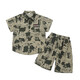 Ultraman boys handsome short-sleeved shirt suit summer little boy handsome fashionable baby children summer camouflage two-piece set off-white 100 cm