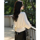 Demana Silky Drape Summer Elegant Satin Glossy Silk Shirt Pleated Strap Sleeve Shirt Women's Top