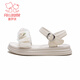 Fuluo Mi Girls Sandals 26 Summer New Sweet and Style Princess Shoes Little Girls Soft Sole Breathable Shoes Beige 30