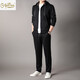 Goldlion 2026 Spring Men's Sweater Suit New Cashmere Sports Pants Hooded Cardigan Casual BB-83121 Navy Blue M 170