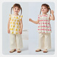 Minibala pure cotton girls short-sleeved shirt thin cute lace sweet baby top 2026 summer white and yellow tone 00313 73