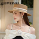 GEFWEIMKL2026 New Spring and Summer Sunscreen Flat Top Straw Hat Women's Outdoor Travel Beach Sunscreen Hat Women's Curly Beach Hat Khaki Adjustable (56-58cm)
