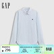 GAP Women's 2026 Spring New Cotton Bear Embroidered Colorful Striped Loose Long-Sleeved Shirt Top 859838
