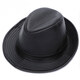 Feshelan top hat gentleman hat men's sheepskin hat cowboy hat top hat Korean style outdoor leisure middle-aged and elderly hat black cowhide fashion style extra large (61-62cm)