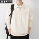 JEEP SPIRIT half-zip sweatshirt men's spring and autumn new lapel Polo shirt loose casual bottoming long-sleeved T-shirt men's 698 dark gray M