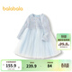 Balabala girls dress small fragrant skirt autumn A-line mesh skirt blue tone 00388 110cm