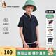 Hush Puppies quick-drying children's clothing for boys and girls in summer, handsome, simple, contrasting colors, holiday style, casual POLO short sleeves, navy blue 130