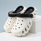 Children's slippers, boys' clogs, summer new style, medium and large children's sandals, girls' beach kids' casual one-shoes, two-wear, white and black 28 (-29 is suitable for feet of size 28-29)
