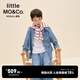 Little MO&Co. Sports little moco children's clothing 26 spring new style boys and girls denim blue long-sleeved shirt tops handsome denim blue 150 150/72
