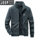 JEEP SPIRIT Jeep outdoor fleece jacket for men spring and autumn new style young and middle-aged polar fleece sweatshirt for men with velvet stand-up collar jacket JC7375 blue M recommended 100-120Jin Jin equals 0.5 kg