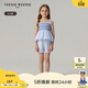 Teenie Weenie Kids 25-year-old cool and sweet retro striped halter top for girls, blue 120 cm