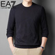 EA7 Armani men's sweatshirt spring and autumn pure cotton round neck long-sleeved T-shirt men's striped loose bottoming shirt with autumn coat T 23172025 wine red M 165 recommended 120Jin Jin is equal to within 0.5 kg
