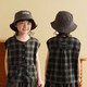 Yantaijia Children's Clothing Children's Cotton Cardigan Vest Outerwear 2026 Summer Children's Tops Thin Boys' Plaid Waistcoat Black One Size Small 90