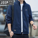 JEEP SPIRIT Jeep outdoor fleece jacket for men spring and autumn new style young and middle-aged polar fleece sweatshirt for men with velvet stand-up collar jacket JC7375 blue M recommended 100-120Jin Jin equals 0.5 kg